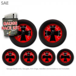 Gauge Face Set - SAE Iron Cross Red - Part Number: GARFE75