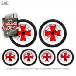 Gauge Face Set - SAE Iron Cross White Red Cross - Part Number: GARFE81