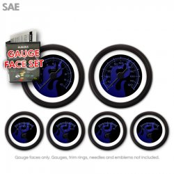Gauge Face Set - SAE Ghost Flame Black Blue Flame - Part Number: GARFE83