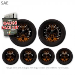 Gauge Face Set - SAE Tribal Black Orange Accents - Part Number: GARFE93