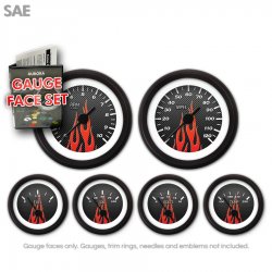 Gauge Face Set - SAE Carbon Fiber Red Flame - Part Number: GARFE96