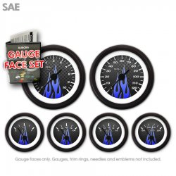 Gauge Face Set - SAE Carbon Fiber Blue Flame - Part Number: GARFE97