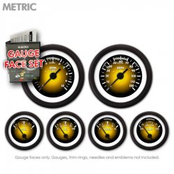 Gauge Face Set - Metric Pulsar Amber - Part Number: GARFM104