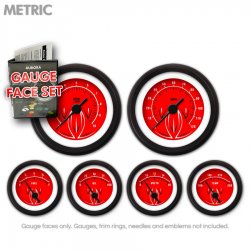 Gauge Face Set - Metric Pinstripe II Red - Part Number: GARFM117