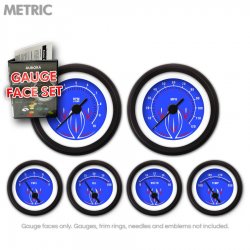 Gauge Face Set - Metric Pinstripe II Blue - Part Number: GARFM118