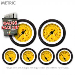 Gauge Face Set - Metric Pinstripe II Yellow - Part Number: GARFM120
