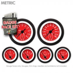 Gauge Face Set - Metric Pinstripe Red - Part Number: GARFM23