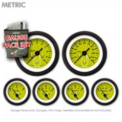 Gauge Face Set - Metric Pinstripe Green - Part Number: GARFM24