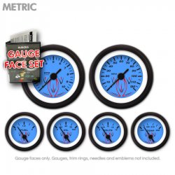 Gauge Face Set - Metric Pinstripe Blue - Part Number: GARFM26