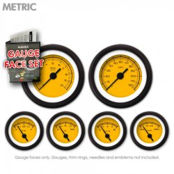 Gauge Face Set - Metric Competition Yellow - Part Number: GARFM31
