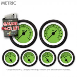 Gauge Face Set - Metric Rider Green - Part Number: GARFM58