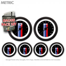 Gauge Face Set - Metric Vintage Autobahn Black - Part Number: GARFM65