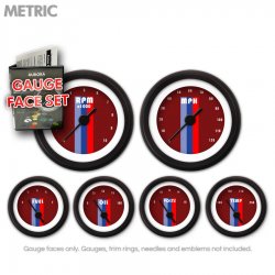 Gauge Face Set - Metric Vintage Autobahn Red - Part Number: GARFM67