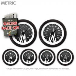 Gauge Face Set - Metric Carbon Fiber White Flame - Part Number: GARFM95