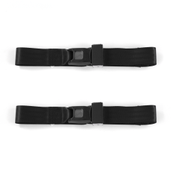 Ford 1928 - 1931 Model A  Standard 2pt Black Lap Bucket Seat Belt Kit - 2 Belts - Part Number: STBA2B85D