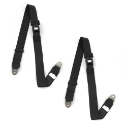 Ford 1932  Model B  Standard 2pt Black Lap Bucket Seat Belt Kit - 2 Belts - Part Number: STBA2B84C