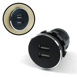 Black Dash Mount Dual Port USB Charger - Replaces Cigarette Lighter - Part Number: KICUSB02