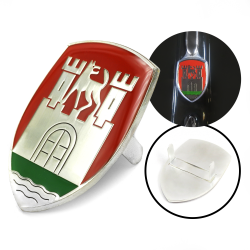 VW Wolfsburg Crest ~ Red Africa Hood Badge Crest - Part Number: VPAHC047