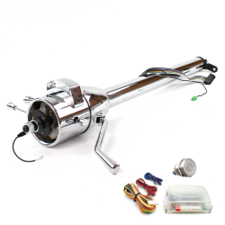 33" White Dash Mount Push Button Start Steering Column with Indicator Window - Part Number: HEXSTCOL1PXWT