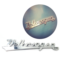 Chrome VW Volkswagen Script Emblem With 3M Tape on Back - Part Number: VPAE33