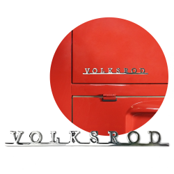 VW Volksrod Script Emblem Badge for Volkswagen Bug Bus Ghia Thing T2 T3 T4 - Part Number: VPAE15