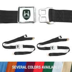 VW Volkswagen Wolfsburg Lap Seat Belts with Chrome Lift Buckle - 2 Belts - Part Number: 10794443