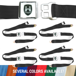 VW Volkswagen Wolfsburg Lap Seat Belts with Chrome Lift Buckle - 4 Belts - Part Number: 10794444