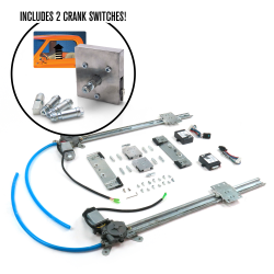 2 Door Flat Power Window Kit with Crank Switches - Part Number: AUTPWWC00